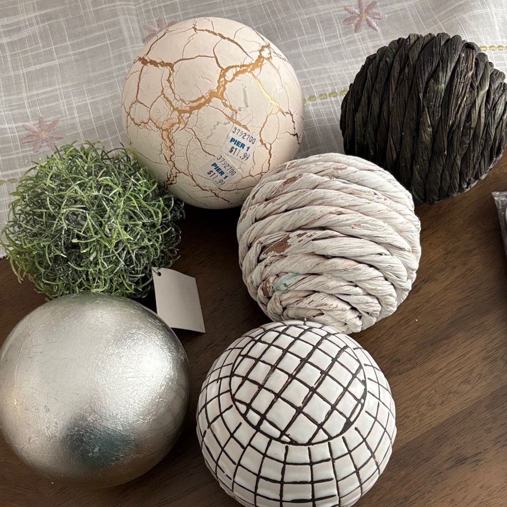 Pier 1 Decorative Accent Balls - White, Gold, Silver, Green, Brown